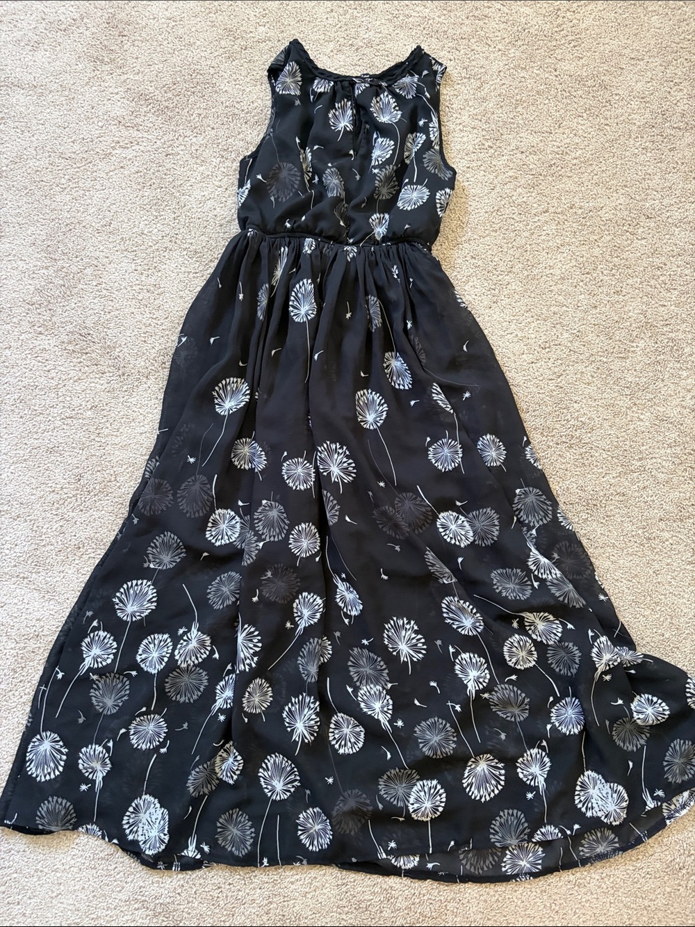 Maison Jules Black Maxi Dress with White Floral Print